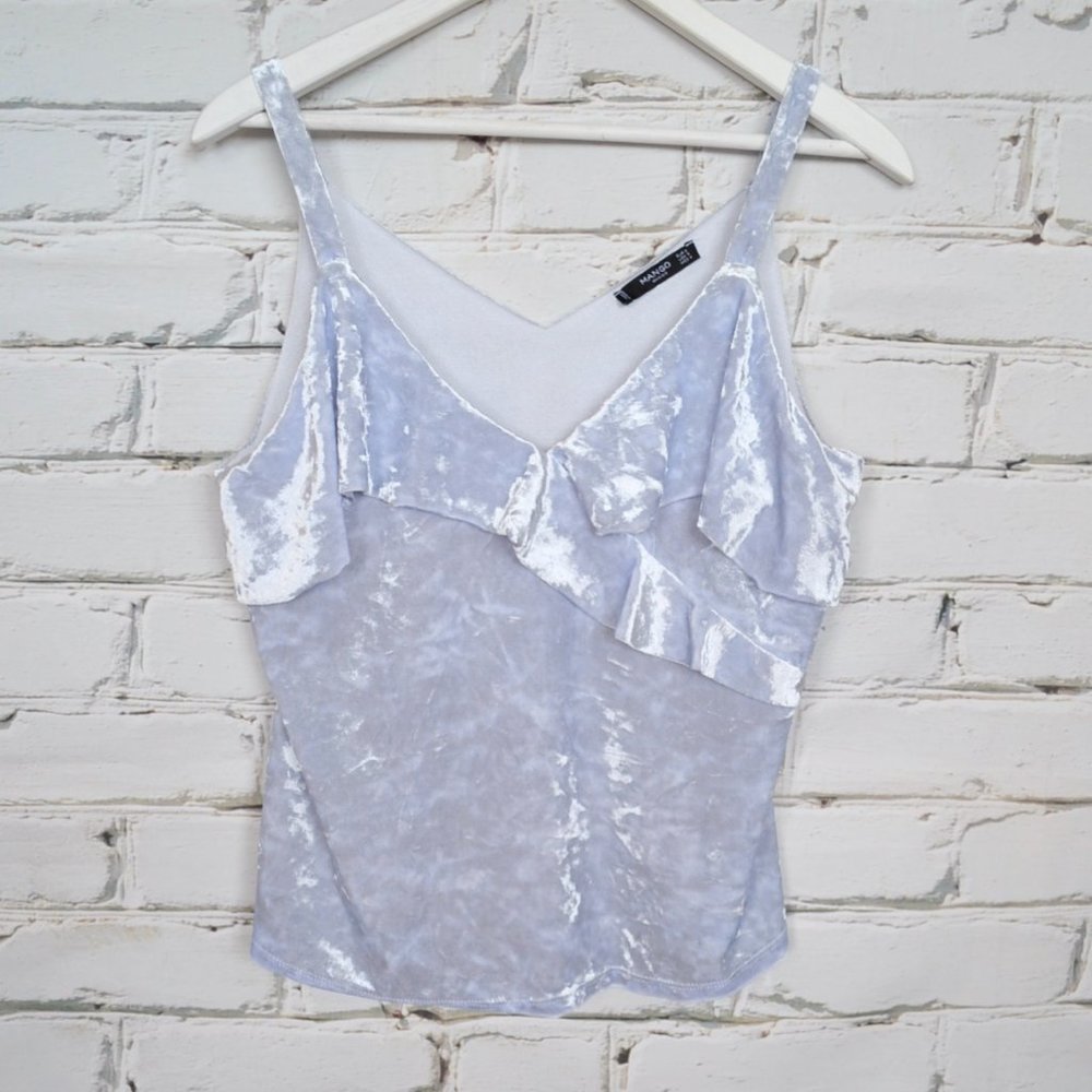 Mango Crushed Velvet Silver Tank Top